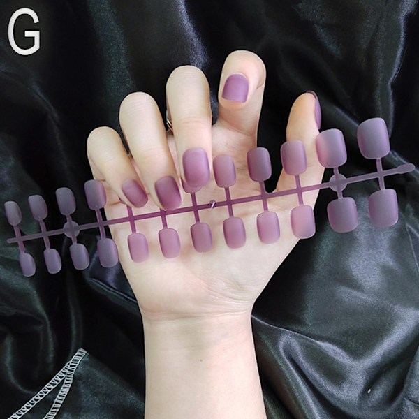 24 st Matte Bare Skin Tone Korta Nagelbitar purple 24pcs