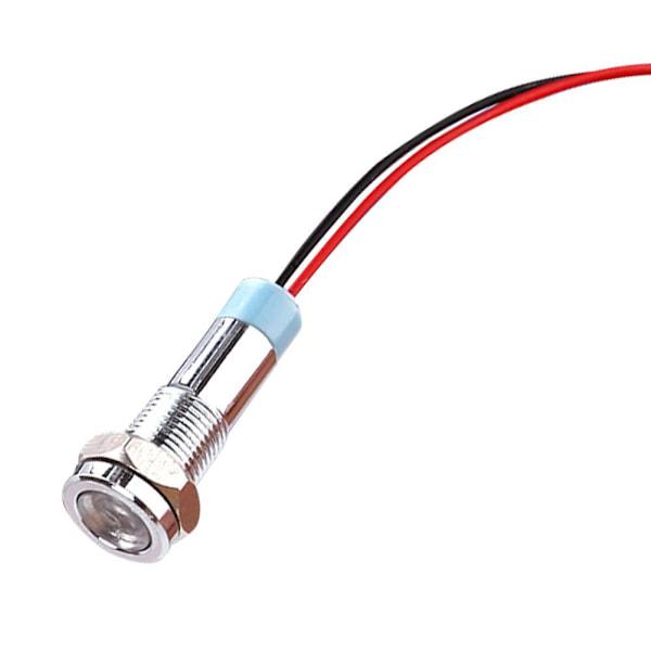 LED-indikator Varningssignal Ljus 8mm Tråd Metall 6V 12V 24V 2 red 12V