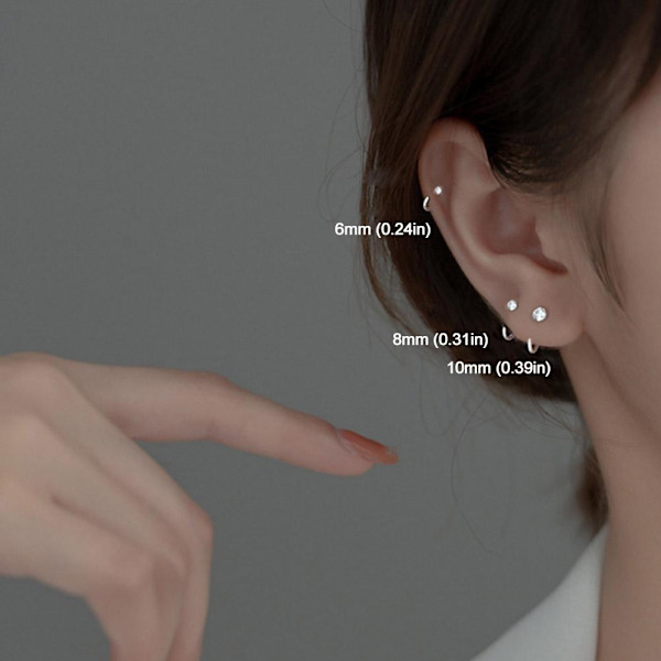 Örhängen Dam Zircon Earbone Ring Örhängen Simple Titanium St 8mm 1 pc