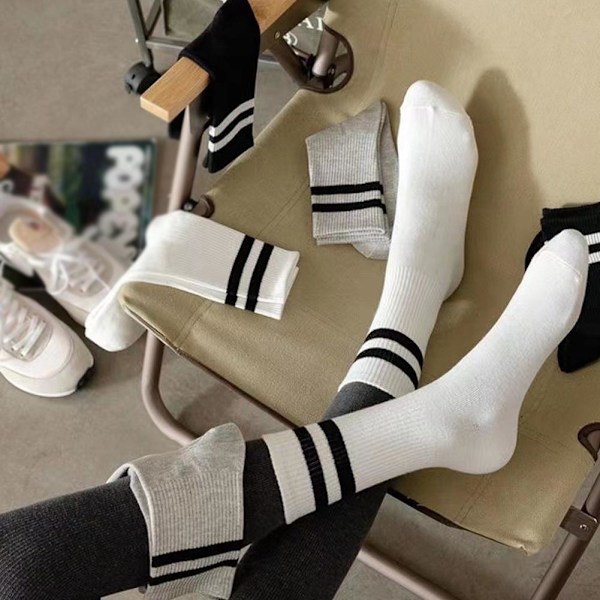 Mellanhöga Strumpor Ren Bomull Casual Sport Långa Strumpor Ins Trendiga black 1 set