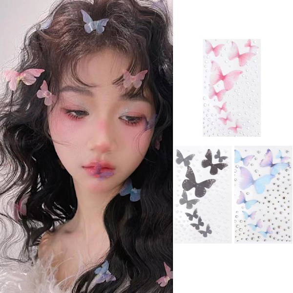 Snygg fjärilssticker/Sticker Ansiktsmakeup Konst Patch ёε эυ F1K5 pink one size