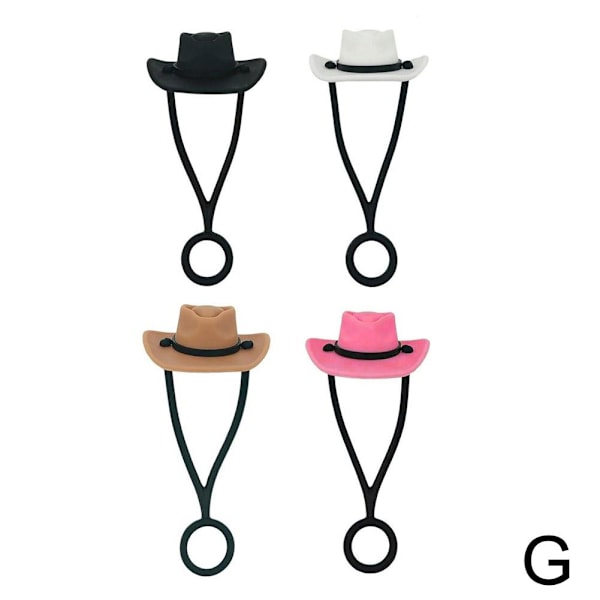 Sugrörsskydd, Silikonsugrörstopp, Silikon Cowboyhatt Sugrör Rose red+khaki+white+black one-size