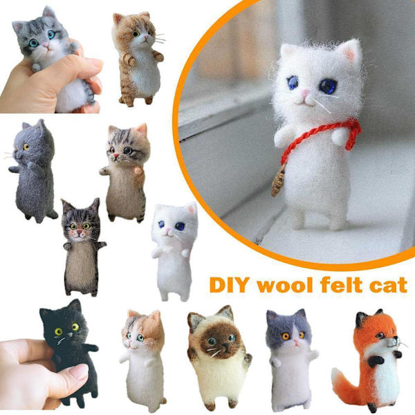 DIY Katt Ull Nål Filt Leksak Docka Ull Filtning Nål S7Y6 Ull Kit--NY N4E7 01 one-size
