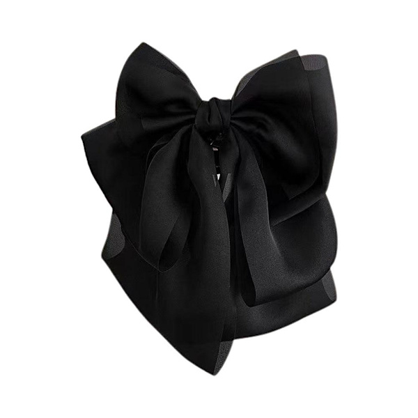 Dam Tjej Retro Elegant Chiffong Spets Stor Rosett Hårklämma Slips Q9O6 Black onesize