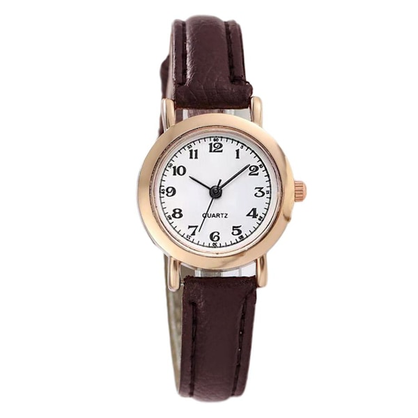 Ny Vintage Quartz Klocka Rund Urtavla Klocka Casual Bälte Quartz Pu Rem Klocka Läder B9G6 White Brown