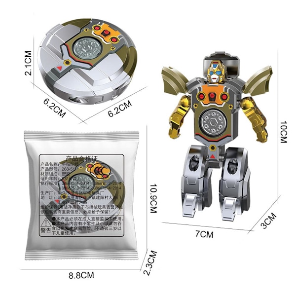 Barn Förvandlar Dinosaurie Mecha Tank Robot Kreativ Spinner Fidget Dekompression Fingertopp U5w1 yellow 1pcs