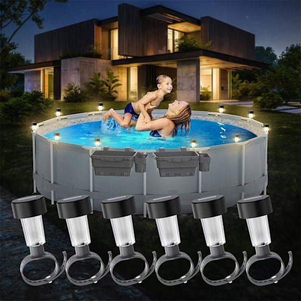 Solcellsdriven LED-lampa för pooler, utomhus, staket, dekorativ UKGJ Vattentät 9CL5 Solar LED Pool LightB 6pc
