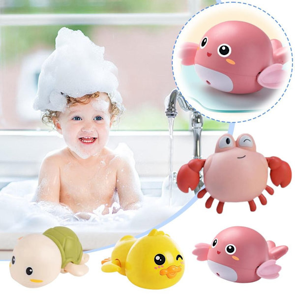 Sommar Baby Badleksak Badsaker För Baby Kedja Simleksaker Groda Delfin Sköldpadda Anka F5U8 turtle red onesize