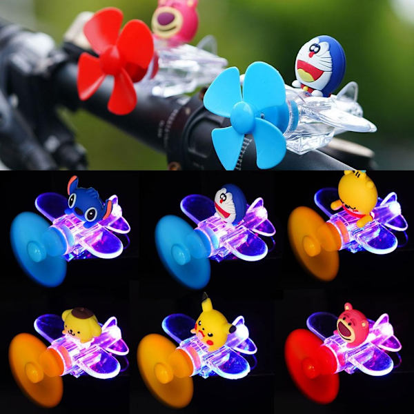 Ny Tecknad Litet Flygplan Dekoration Vindkraftgenerering LED-Ljus Motorcykel Flygplansprydnad För Motorcyklar Elfordon Vindenergi Transparent colour 1pc