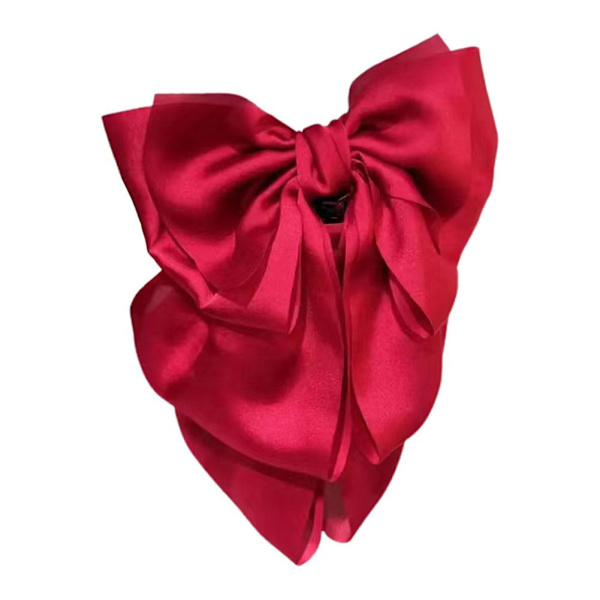 Dam Tjej Retro Elegant Chiffong Spets Stor Rosett Hårklämma Slips Q9O6 red onesize