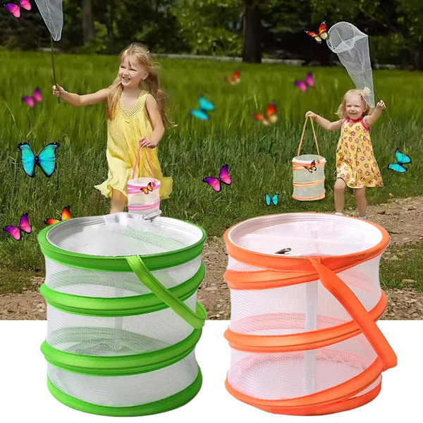 Mesh Hushålls Fjärilbur Insektsbur Förvaringshink Växtbur K3C4 orange 1pcs