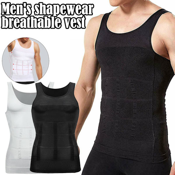 Slimming Stretchy Shapewear Vest Skjorta för män Sportkompression white L