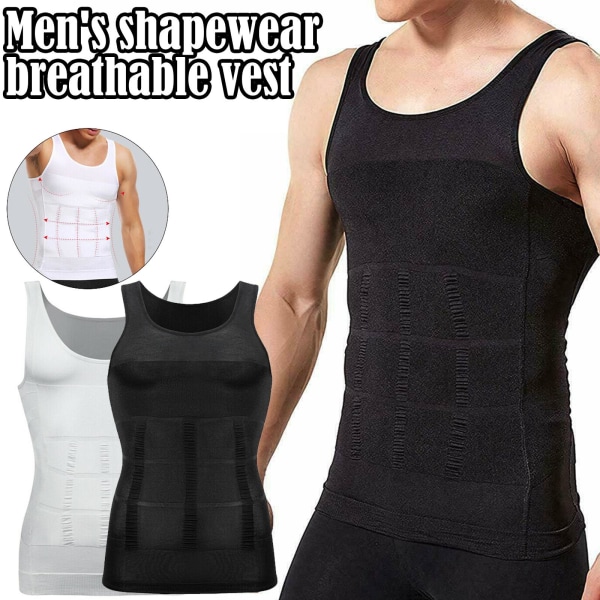 Slimming Stretchy Shapewear Vest Skjorta för män Sportkompression white S