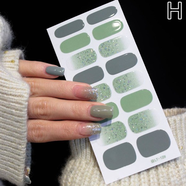 Glitterpulver Nagelsticker färggradient hopp vattentät finge LT-129 16pcs