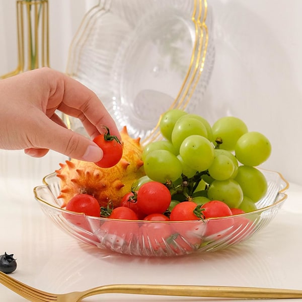 Fruktskål i glas i lätt lyxstil - Praktisk snacksbricka i plast S Red 1pcs