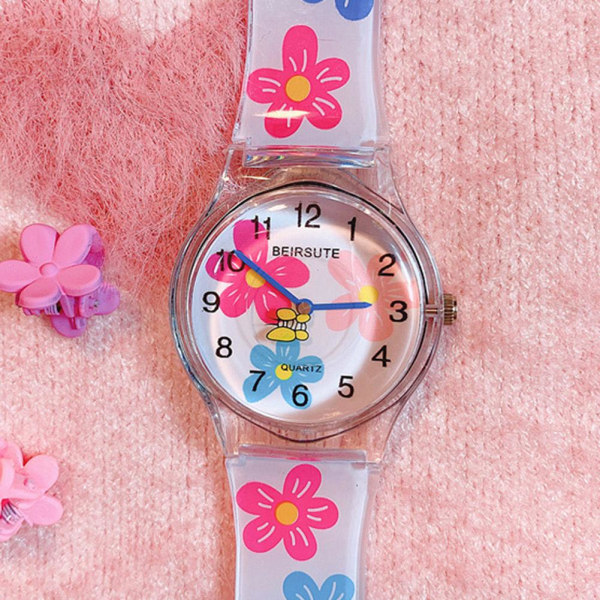 Dam Sommar Transparent Flower Watches Färgglada Casual Round Di C One size