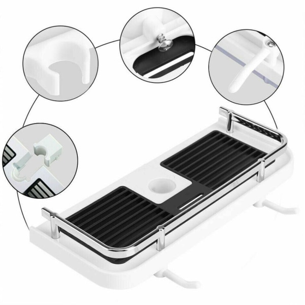 Stämpningsfri multifunktionsförvaringsställ, 2-i-1 lyftbar dusch R Transparent one-size