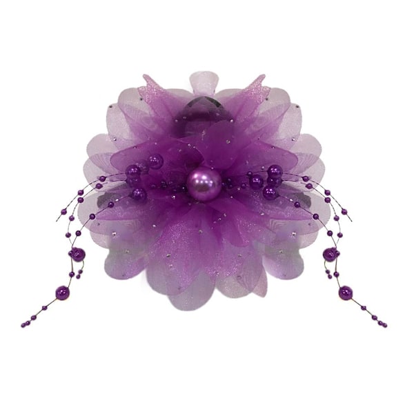 Blommig hårnål Pion Blomma Tofs Gripklämma Fluffig Hajklämma Nyår I7U3 Purple 11CM