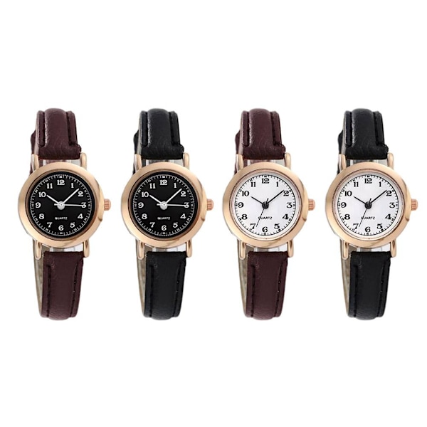 Ny Vintage Quartz Klocka Rund Urtavla Klocka Casual Bälte Quartz Pu Rem Klocka Läder B9G6 Black Brown