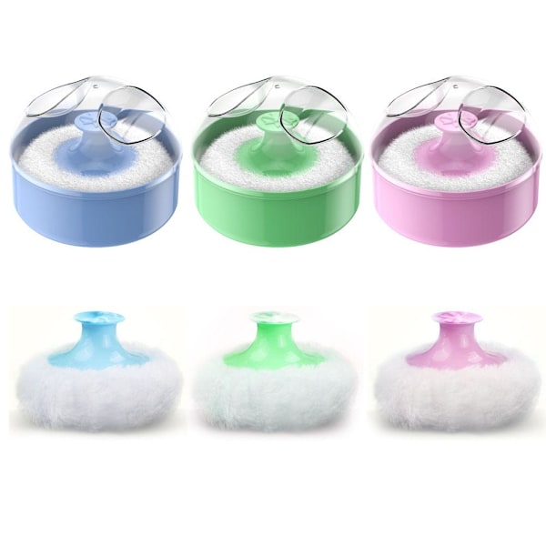 Talkpuder Puff med Box Fodral Behållare Baby Mjuk Ansikte Kropp Puff Puder Z6U2 Green 1pcs