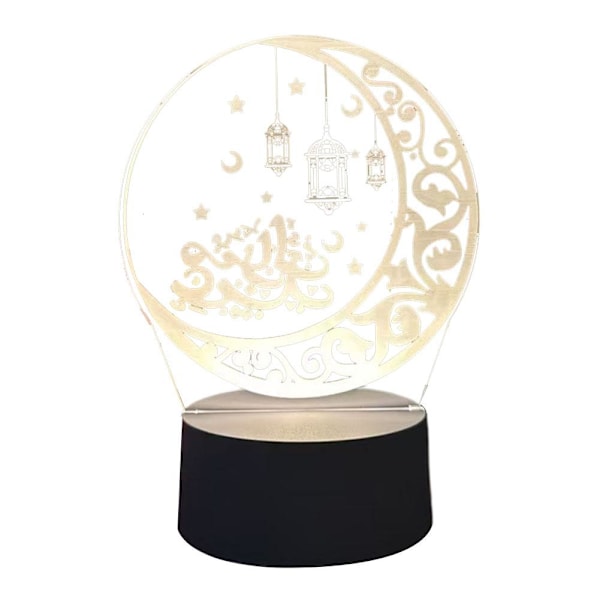 Ramadan Eid Mubarak LED Ljus Trä Ornament Nattlampa T C 1pcs