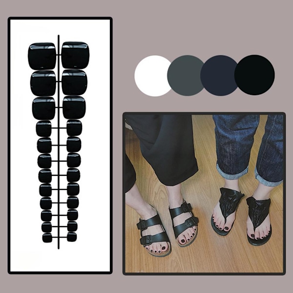Falska Tånaglar Fransk Fyrkantig Full Täckning Naken Akryl Tånagel Rosa Falsk Nagelkonst O1v5 style 2 24pcs