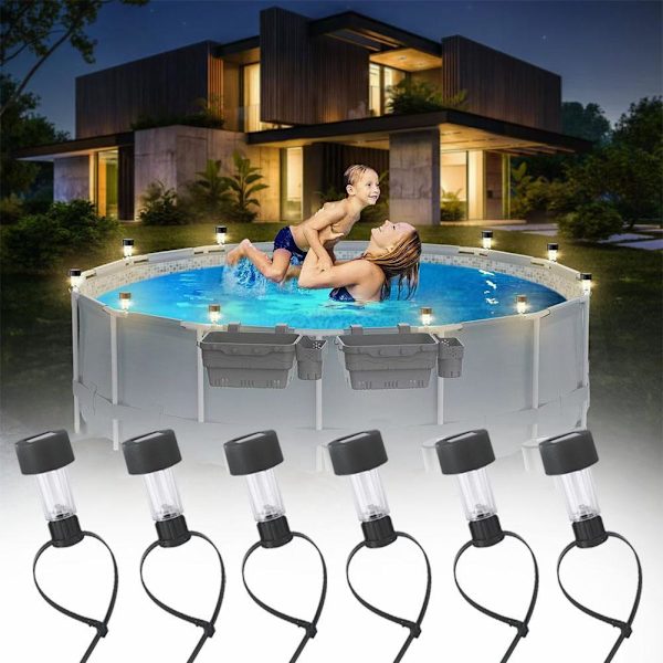 Solcellsdriven LED-lampa för pooler, utomhus, staket, dekorativ UKGJ Vattentät 9CL5 Solar LED Pool LightB 6pc