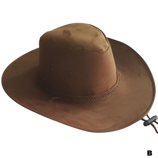 Hjortskin Sammet Hatt Herr Stor Fjäder Fjäder Dun Western Rop brown 58-60cm