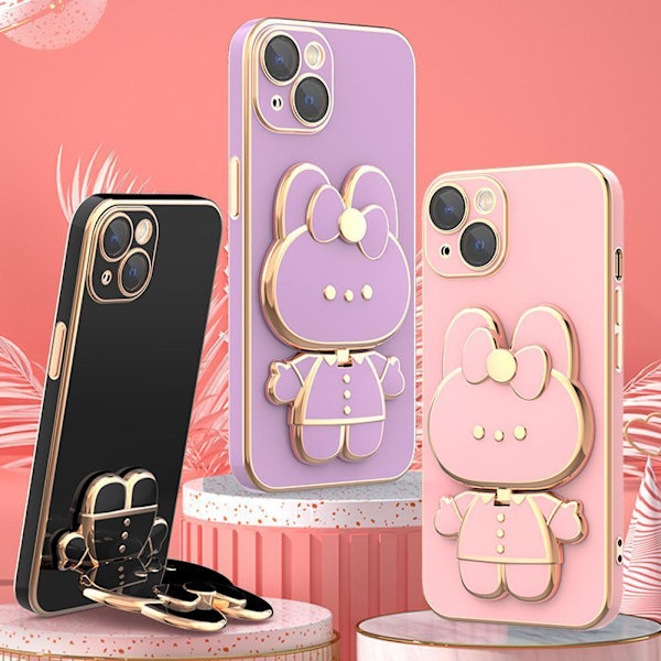 3D Vikbart Spegel Kanin Ställ Mobiltelefonhållare G Stång Fäste Stöd B0B5 white 1pcs