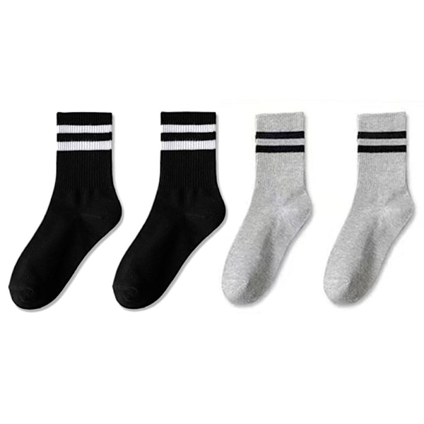 Mellanhöga Strumpor Ren Bomull Casual Sport Långa Strumpor Ins Trendiga gray and black 2 set