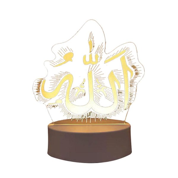 Ramadan Eid Mubarak LED Ljus Trä Ornament Nattlampa T C 1pcs