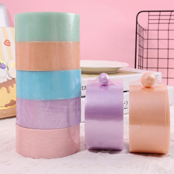 Macaron Färg Klibbig Boll Tejp Elasticitet Rullande Limstift blue one-size