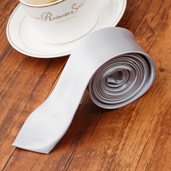 Klassisk enfärgad smal slips tunn slips för män pojkar bröllop black One-size