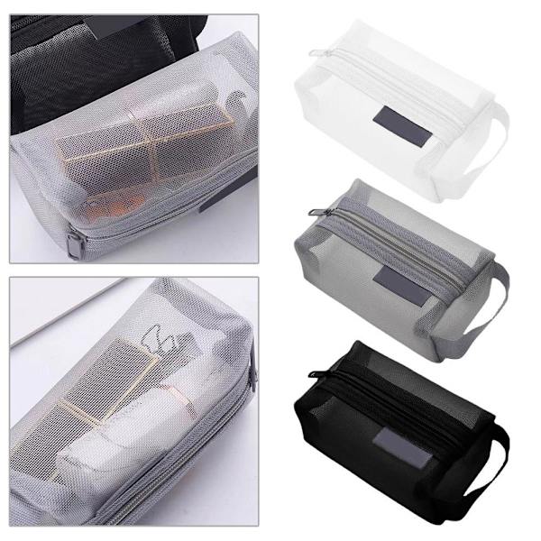 2024 Bärbar Fyrkantig Mesh Förvaringsväska Smink Kosmetikväska UK Ny L4Z5 grey 11*7*5cm