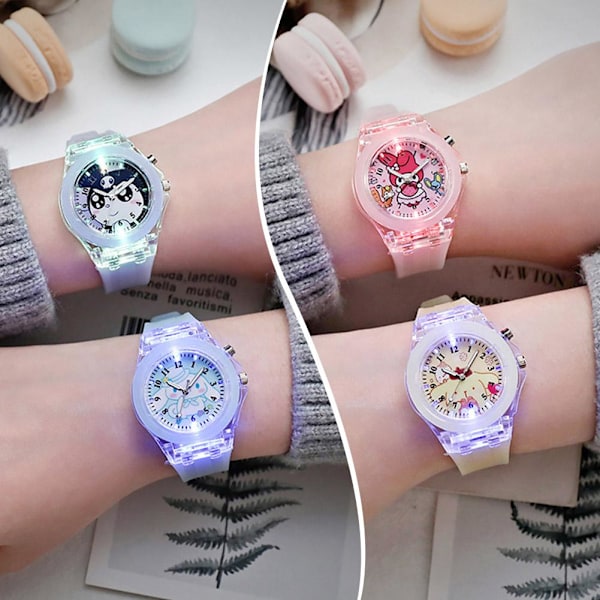 Söt Tecknad Barn Lysande Klocka Jelly Melody Led Quartz Klocka Gåvor Elementär Silikon Flickor Z7e2 Yellow One size