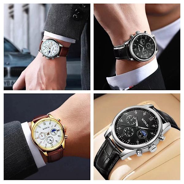 Enkel Herrklocka Lyx Stor Urtavla Mode Quartz Sport Herrklockor Business Klocka Vattentät L6K2 Black One size