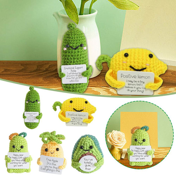 GHYJPAJK Rolig Positiv Frukt, stickad Positiv Frukt Söta Ull K duck pear 1pc