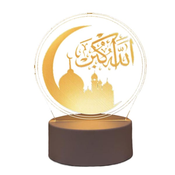 Ramadan Eid Mubarak LED Ljus Trä Ornament Nattlampa T A 1pcs