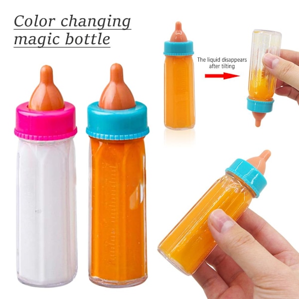 4 st Baby Dockor Matningsflaska Magisk Set Försvinnande Mjölk Prete orange 2pcs
