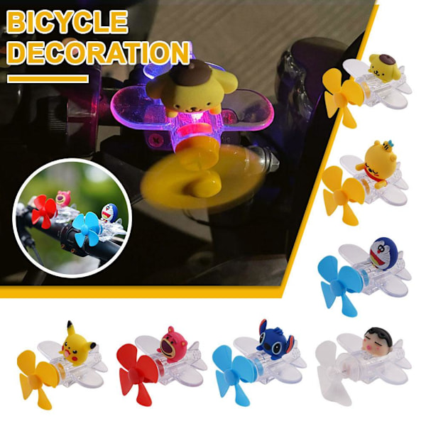 Ny Tecknad Litet Flygplan Dekoration Vindkraftgenerering LED-Ljus Motorcykel Flygplansprydnad För Motorcyklar Elfordon Vindenergi Transparent colour 1pc