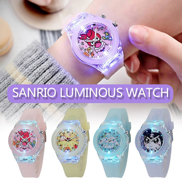 Söt Tecknad Barn Lysande Klocka Jelly Melody Led Quartz Klocka Gåvor Elementär Silikon Flickor Z7e2 Pink One size