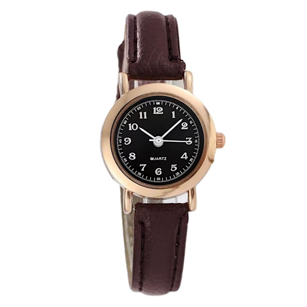 Ny Vintage Quartz Klocka Rund Urtavla Klocka Casual Bälte Quartz Pu Rem Klocka Läder B9G6 Black Brown