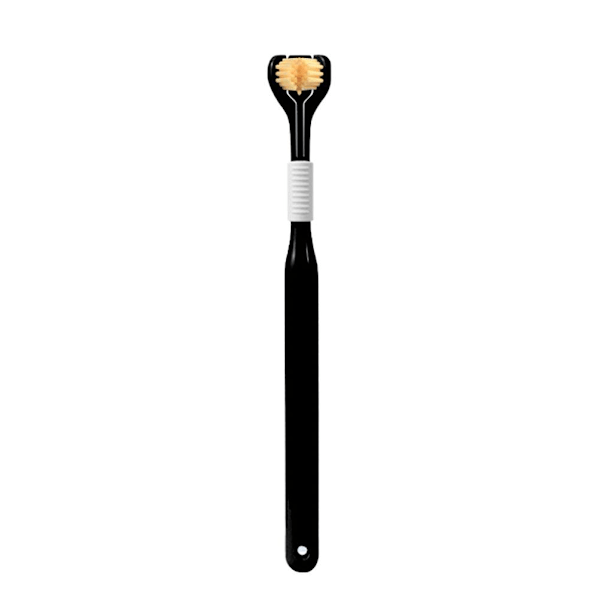 3-sidig tandborste för vuxna med tre huvuden i U-form - Macaronfärg black 1pcs