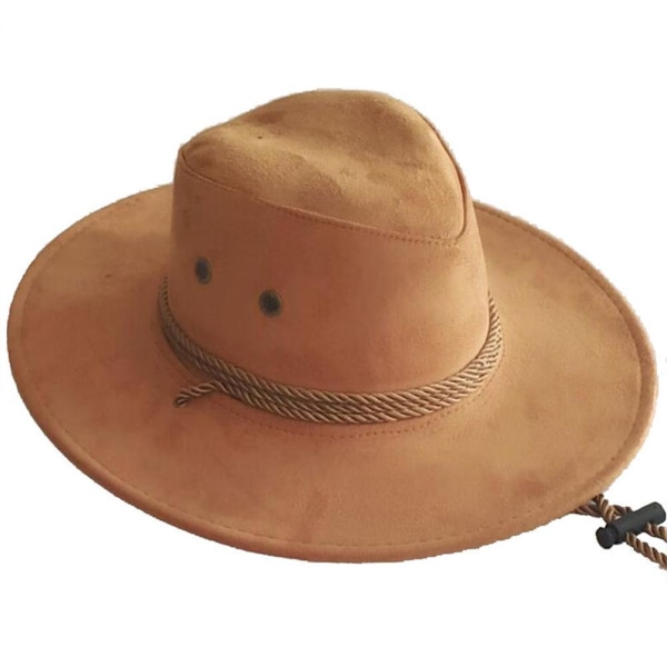 Hjortskin Sammet Hatt Herr Stor Fjäder Fjäder Dun Western Rop brown 58-60cm