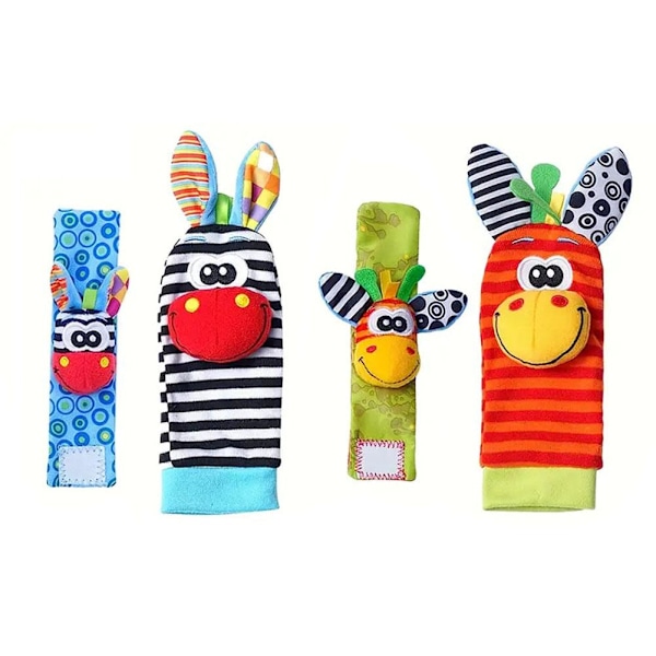 4 st/set Baby Tidig Utbildning Pussel Plysch Söt Tecknad Månader Baby Gammal Baby Bell 0~24 Leksak V9S6 giraffe 4pcs/set