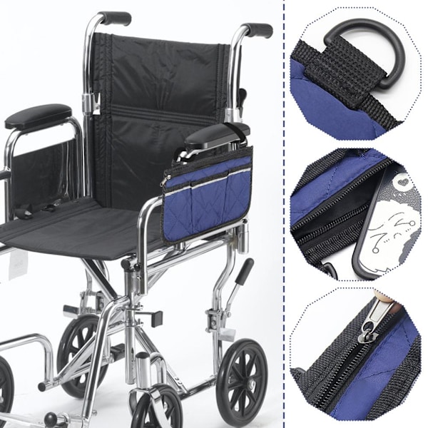 Rullstol Sidoväska Portabel Armstödsficka Organizer Hängande Väska Stor Förvaringskapacitet L8d8 Black One size