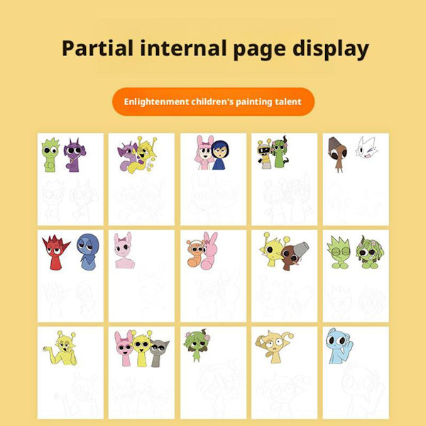 Sprunki Rytm Box Barn Handritningsbok Spårningsbok Grundläggande Introduktionsmålningsbok Målarbok För D2u8 B One size