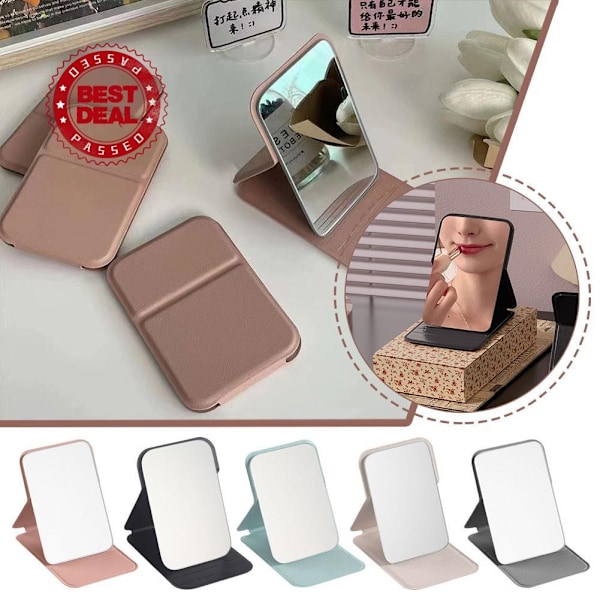 Vikbart Sminkspegel Rektangulär Toalettbord Kosmetisk Spegel Fyrkantig Enkelsidig Spegel Med Ställ F0g0 Pink 10.8*7cm