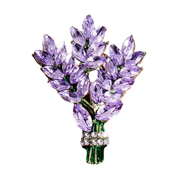 Vacker Kristall Lavendel Blomma Brosch Nål U7C4 purple ONE-SIZE