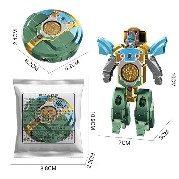Barn Förvandlar Dinosaurie Mecha Tank Robot Kreativ Spinner Fidget Dekompression Fingertopp U5w1 green 1pcs